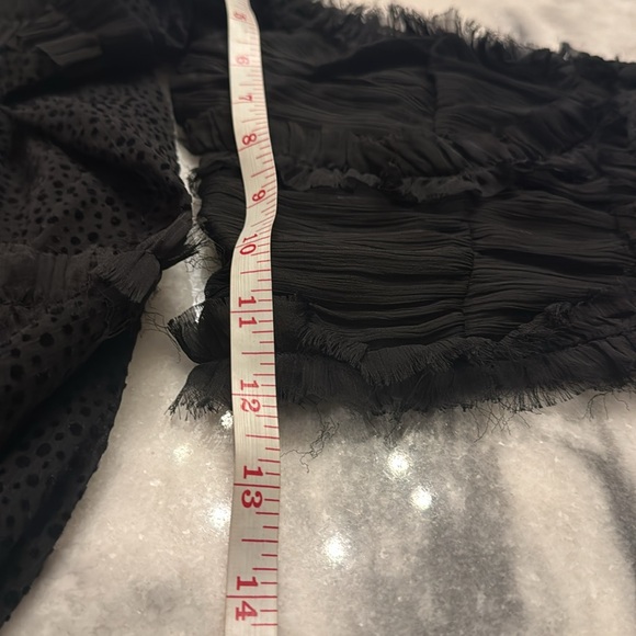 ASOS D E S I G N black chiffon crop balloon ruffle mixed print made in India 4 - Picture 10 of 13